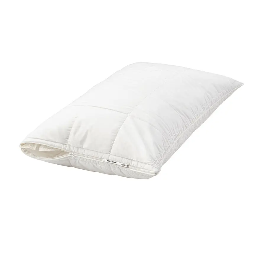 Funda de almohada blanca barata de alta calidad al por mayor, funda de almohada acolchada con relleno de tela percal de poliéster y algodón