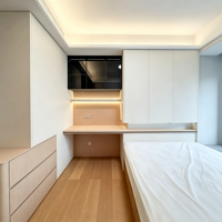Ensemble de meubles de chambre à coucher de luxe moderne, lit plateforme tatami avec armoire intégrée, bureau, coffre de rangement, tiroir pour chambre à coucher