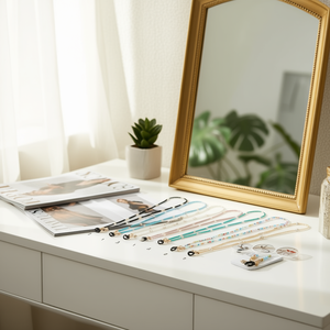 Catena tre in uno con perle in acciaio da 70 cm per parti di occhiali - Product Image 3