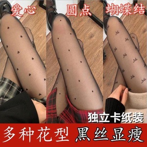 White Heart Pattern Stockings Medium Thickness Transparent Women's Spring Summer Lolita Style - Product Image 5