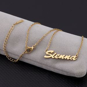 DIY Custom lettera il mio nome qualsiasi lingua Font collana alta polacco oro placcato oro 316L in acciaio inossidabile collana di gioielli donna - Product Image 4