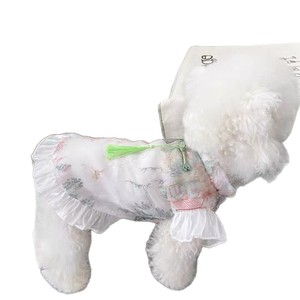 Vestido Cheongsam de estilo chino para perros y gatos, sin mangas, ligero, de poliéster, forma redonda, ropa para mascotas, suministros para animales pequeños - Product Image 5