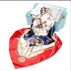 Toalla de playa de seda simulada con bufanda estampada larga de moda con cuello decorativo versátil para la temporada de primavera - Product Image 1