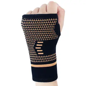 High Quality Custom Nylon Knitted Breathable Copper Fiber Wrist Support Brace Palm Hand Guard Protector Weightlifting Fitness