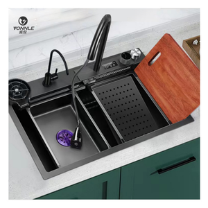 Lavello da <span class=keywords><strong>Cucina</strong></span> Singolo in Acciaio Inox, Rettangolare Nero Nano, Lavello Moderno per <span class=keywords><strong>Cucina</strong></span> - Product Image 1
