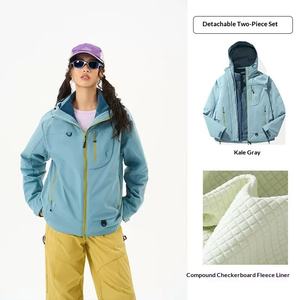 เสื้อแจ็คเก็ตแบบมีฮู้ดสำหรับกิจกรรมกลางแจ้ง รุ่น Unisex Plus Size 3 1 ผ้า Soft Shell กันน้ำ กันลม ซับในขนแกะ เหมาะสำหรับเดินป่า เล่นสกี ฤดูหนาว สามารถถอดฮู้ดได้ - Product Image 1