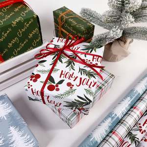 New Design <b>Christmas</b> Printed Disposable Coated Silicone Virgin Gift <b>Wrapping</b> <b>Paper</b> Set 43x300cm 3 <b>Rolls</b> a Set - Product Image 4
