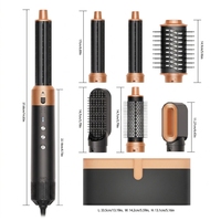 Styler capillaire ionique 6-en-1 OEM avec moteur sans balais en céramique et tourmaline, 3 vitesses, certifié CE/FCC, étui de rangement en cuir