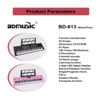 BD MUSIC BD-613 61 Key LED Electronic Digital Piano Keyboard Instruments Portable Teclado Musical Electric Organ