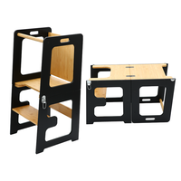 Tour pliable en bambou multifonction, design moderne, escabeau et aide-cuisine pour enfants avec tableau noir pour bébés et tout-petits
