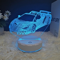 Vente directe d'usine de voitures de sport, lampe 3D réaliste, 16 couleurs, contrôle tactile, lumière de nuit rechargeable décorative pour les amateurs d'anime