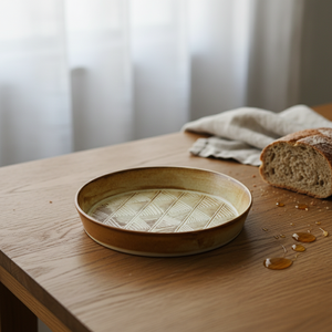 Piatto in Ceramica Rustica Artigianale con Motivo Geometrico in Rilievo, Piatto da Portata in Gres Opaco per Dessert <span class=keywords><strong>e</strong></span> <span class=keywords><strong>Antipasti</strong></span> - Product Image 5