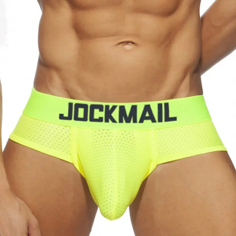 JOCKMAIL Microfiber पुरुषों के अंडरवियर सेक्सी जाल बॉक्सर कच्छा कम कमर सांस जांघिया शुद्ध रंग बर्फ रेशम फाइबर चड्डी तैरना