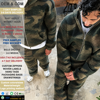 Ensemble survêtement personnalisé grande taille pour homme, motif camouflage Real Tree, délavé à l'acide, coupe ample et évasée, style jogger