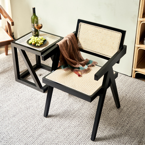 <span class=keywords><strong>Fauteuil</strong></span> d'appoint en <span class=keywords><strong>rotin</strong></span> tissé en bois massif artisanal de style moderne du milieu du siècle pour le salon, le bureau, la salle à manger - Product Image 5