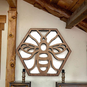 Posavasos de Madera Ecológicos Multiusos con Diseño de Panal de Abeja, Decoración Navideña, Artesanía de Madera para Colgar en <span class=keywords><strong>la</strong></span> Pared, Cajas de Madera, Letreros de Pared - Product Image 4