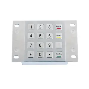 20 Keys POS Or Kiosk Usb/r232 IP65 Waterproof Vandalism Flat Metal Numeric Keypad For ATM