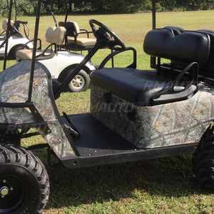 Housses de siège de voiturette de golf en cuir PU pour voiturette de golf personnalisée EZGO TXT RXV Club Car DS, ensemble de housses de siège avant, noir/beige - Product Image 2