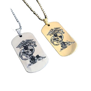 新しいステンレス鋼海兵隊スクエアチャームネックレスカスタムメンズシールイーグルネックレスファッションジュエリーデザイナーネックレス - Product Image 1