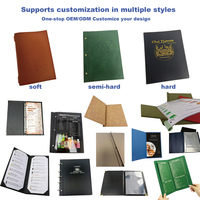 Couverture de menu en cuir PU personnalisable faite à la main, style classeur, avec cordon élastique, pour les menus de restaurants et de bars