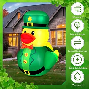 Canard lutin gonflable de 5 pieds avec chapeau Lucky Shamrocks Vente chaude ST. Décoration Fête de <span class=keywords><strong>Patrick</strong></span> - Product Image 3
