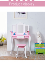 Maquillage Meubles Play Set pour Enfant Coiffeuse Rose Coiffeuse avec Tabouret et Miroir Ensemble pour les Filles enfants coiffeuse