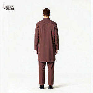 Túnica Musulmana para <span class=keywords><strong>Hombre</strong></span> 2025, Abaya de Algodón, Manga Larga, Color Sólido, Estilo Islámico Informal, Camisa Tipo Túnica, Ropa Árabe de Dubái - Product Image 5