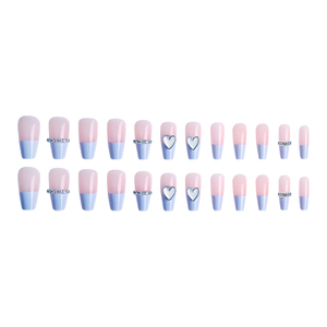 <span class=keywords><strong>Uñas</strong></span> Postizas de Estilo Francés a la Moda, 24 Piezas, Forma Ataúd Mediana <span class=keywords><strong>con</strong></span> Corazón 3D y Cristal, <span class=keywords><strong>Uñas</strong></span> Reutilizables <span class=keywords><strong>con</strong></span> Pegamento - Product Image 4