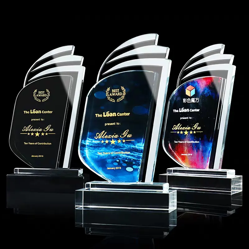 Honor of crystal Clear Costomerized Wedding Gift New Design Music Crystal Sublimate Award