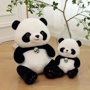 Mainan Panda gemuk lucu buatan Tiongkok, mainan Panda raksasa boneka beruang hitam dan putih berbulu berkualitas