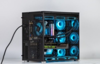 Gabinete de Juegos de Escritorio Negro de Aleación de Aluminio, Torre Media para PC E-ATX, ATX, Micro ATX, Mini ITX, con Estado de Stock, Todo en Uno