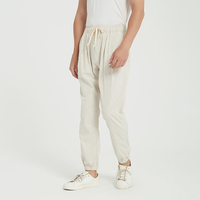 Pantalon en lin naturel pour homme, décontracté et habillé, taille mi-haute, style hip-hop, service OEM disponible