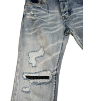 Jeans en denim pour hommes, vente en gros, style Y2K vintage, patchwork, appliqué, coupe slim, pantalon crayon, hiver, streetwear hip hop