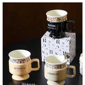 High Quality Custom Colorful Floral Design Eco-friendly Dishwasher & Microwave Safe Stoneware <b>Ceramic</b> Tall <b>Mug</b> - Product Image 3