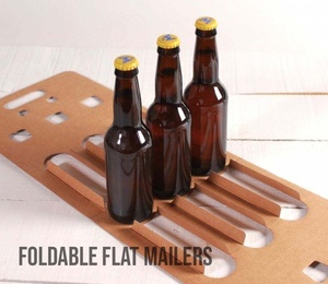 Cajas de Envío Verdes Plegables de Diseño Plano Bee, Caja de Vino de Cartón Corrugado 100% Reciclable para Logística de Tiendas en Línea - Product Image 1