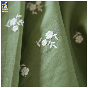 Tissu en coton brodé élégant YX709, broderie florale blanche artisanale sur un tissu doux 30% <span class=keywords><strong>lin</strong></span> 70% coton ramie - Product Image 5