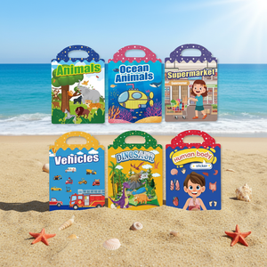 Libro di Attività con Adesivi per Bambini con Diverse Scene: Animali, Oceano e Dinosauri, Adesivi Impermeabili Riutilizzabili Fai-da-Te - Product Image 1