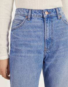 Mode confortable femmes Denim pantalon bleu <span class=keywords><strong>taille</strong></span> <span class=keywords><strong>haute</strong></span> 5 poches fermeture éclair mouche coton conique maman <span class=keywords><strong>jean</strong></span> pour dame - Product Image 4