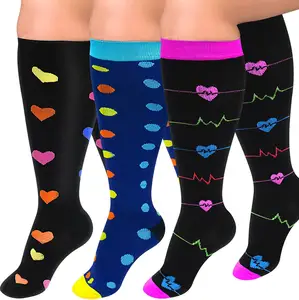 2XL 3XL 4XL Compression Socks for Women & Men 20-30 mmhg Extra Wide Calf Knee High Stockings for Circulation