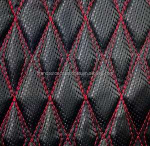 Cuero Sintético Acolchado de Espuma de PVC, Rollo de Cuero Artificial con Patrón de Costuras Rojas para Tapicería de Autos y Fundas de Asientos - Product Image 6