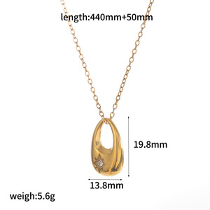 Pendientes de acero inoxidable chapados en oro con colgante de estrella y diamantes de imitación, conjunto de collar para uso diario, diseño geométrico - Product Image 5