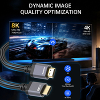 Câble HDMI haute vitesse 48 Gbps 8K 60 Hz 4K 120 Hz EARC, gaine en nylon tressé, coque en alliage d'aluminium, cordon audio-vidéo HD pour téléviseur, moniteur, ordinateur portable