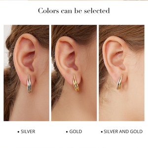 Trendy Huggie <b>Earrings</b> <b>Gold</b> Plated Alloy Unisex Studs Silver And <b>Gold</b> Color Fashion Jewelry For Women And <b>Men</b> - Product Image 5