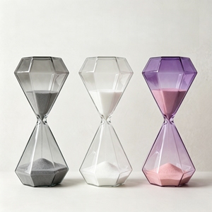 Diamond Shape Glass Sand Timer Modern Decorative Hourglass for Desktop Office Birthday <b>Gift</b> Handmade Precise Timing - Product Image 1