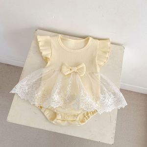 OEM ODM Engepapa Baby Meisjes Kleding Zomer Pasgeboren Baby Rompertje Kant Korte Mouw Baby Romper Babykleding - Product Image 4