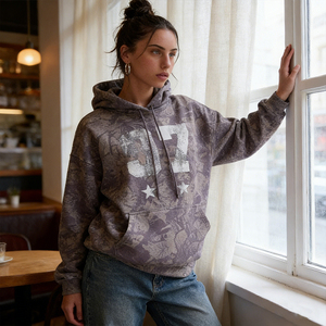 Felpa con cappuccio con stampa digitale <span class=keywords><strong>Vintage</strong></span> da <span class=keywords><strong>donna</strong></span> in cotone pesante autunno Plus-Size Street abbigliamento ODM fornitura supporto - Product Image 4