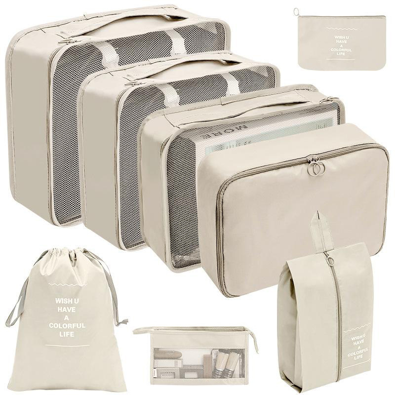 8 Set Fashionable Compressible Zipper Closure Packing Cubes Travel Bag Organizers For Carry Luggage Suitcase Storage-for Trips