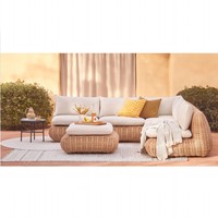 Design populaire bambou extérieur canapé terrasse rotin meubles avec foyer ensemble de jardin