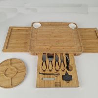 Planche à découper pliable multifonction de luxe en bambou et bois d'acacia, durable, personnalisable, pour fromage et couteaux