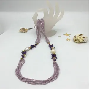 Wholesale 2019 new products glass multilayer woman party bead necklace